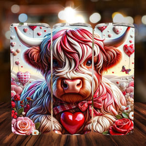 Highland Cow Valentine 20 oz Tumbler with Straw